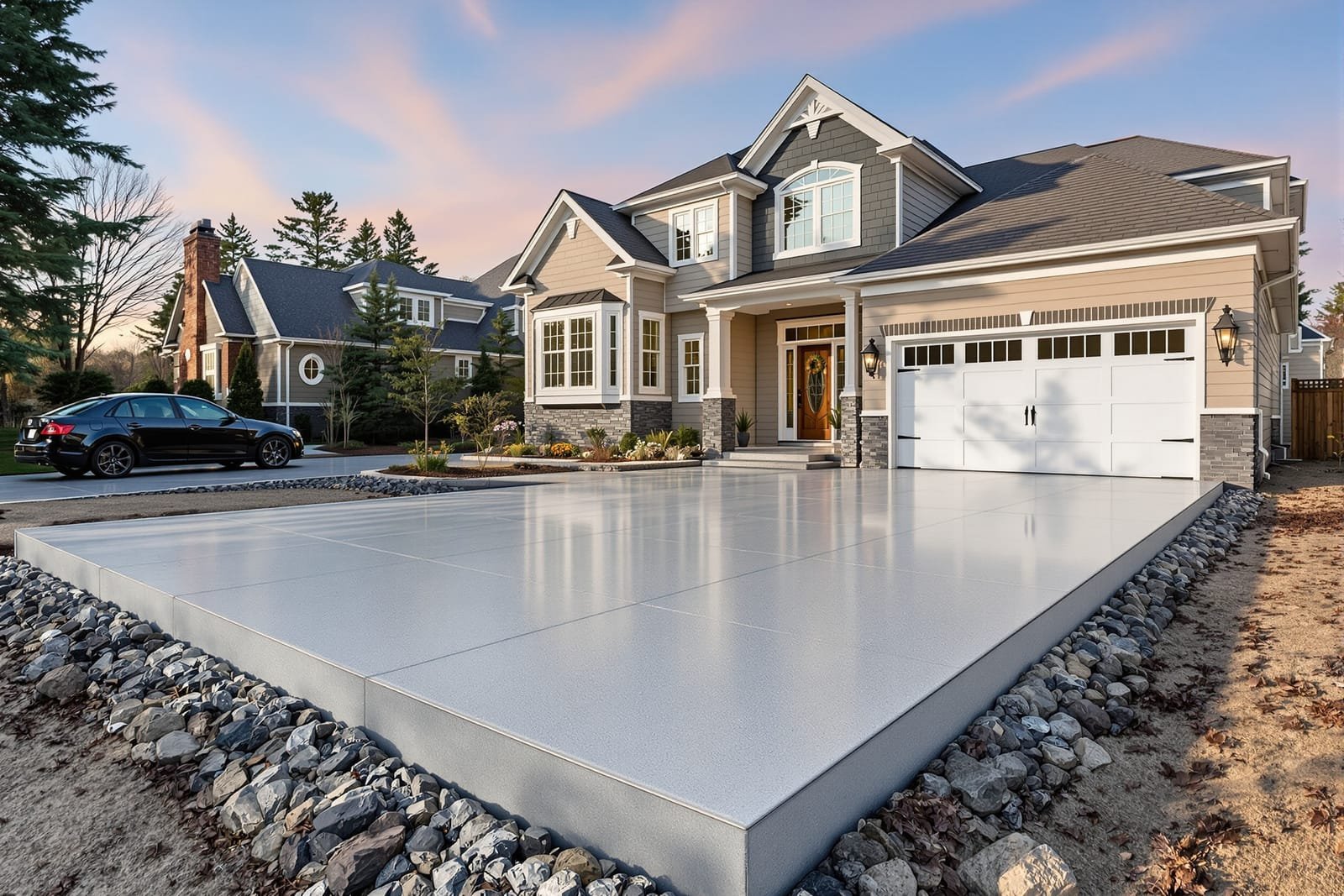 Concrete driveway and flatwork pour