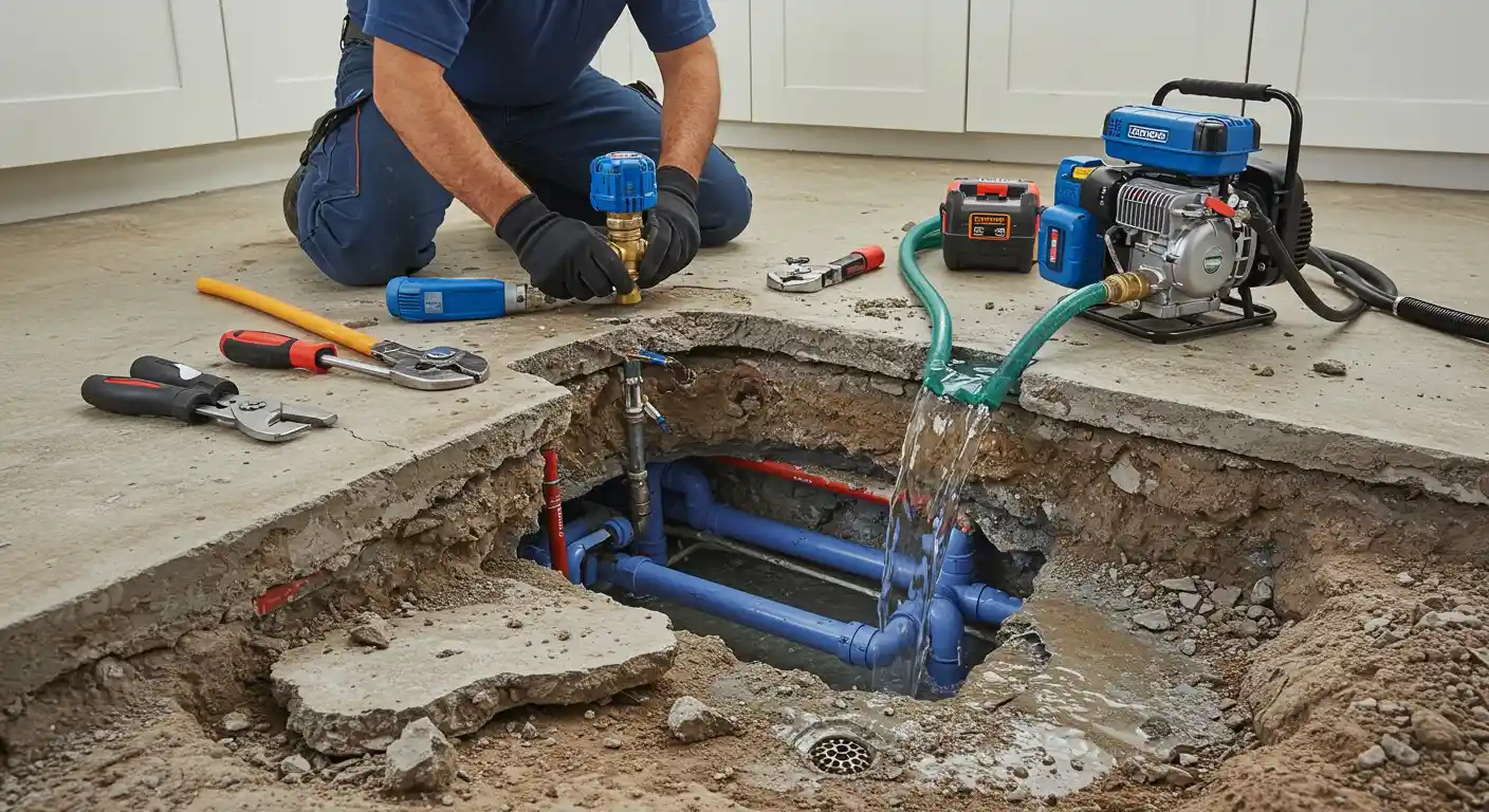 Slab leak plumbing repair